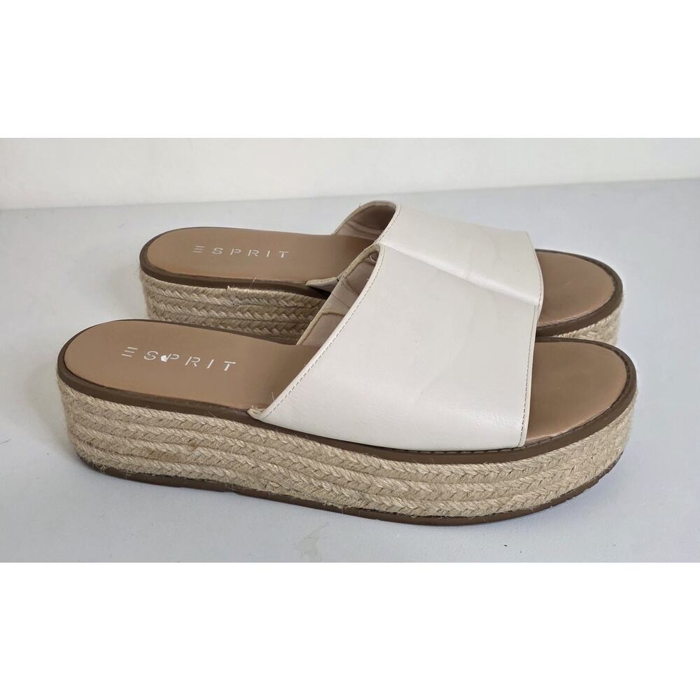 Esprit Platform Espadrille Slides Mules Cream‎ Size 9.5